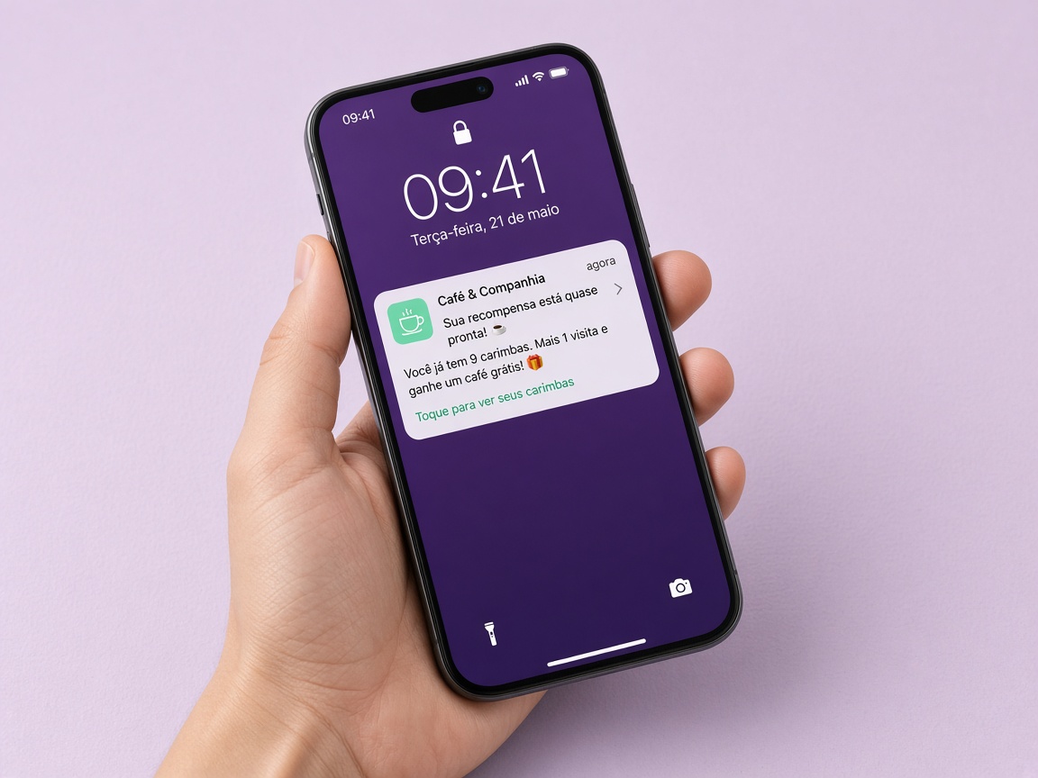 Cliente recebe lembrete da recompensa no celular